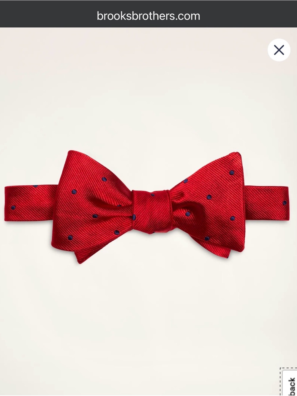 Brooks Brothers 100% Silk Red Blue Polka Dot Adjustable Men's Bow Tie 2 1/2